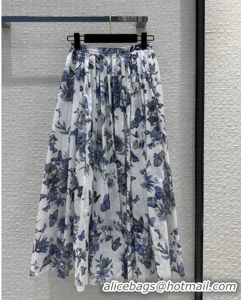 Top Grade Dior Flared Mid-Length Skirt D111034 Blue 2023