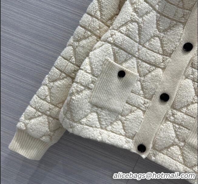 Best Price Dior Cannage Jacket in White Technical Wool and Cashmere Knit CD2421 2023