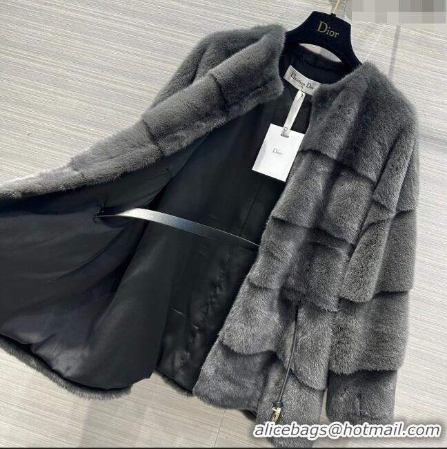 Most Popular Dior Mink Fur Coat D112423 Grey 2023