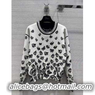 Best Price Dior Cashmere Butterfly Sweater D112710 White 2023