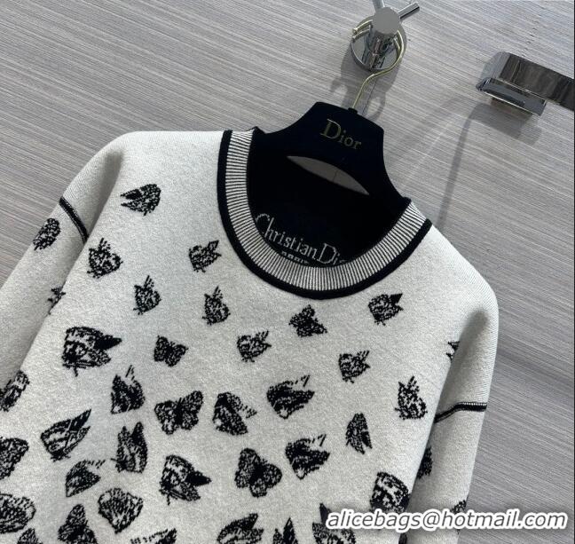 Best Price Dior Cashmere Butterfly Sweater D112710 White 2023