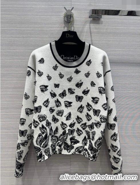 Best Price Dior Cashmere Butterfly Sweater D112710 White 2023