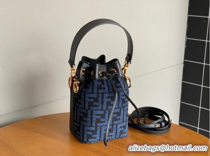 Promotional Fendi Mon Tresor Laminated FF jacquard fabric mini bag 8BS010 Blue