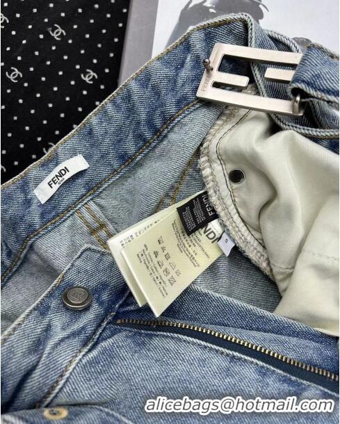 ​Top Quality Fendi Denim Jeans F112148 Light Blue 2023