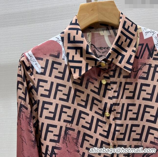 Good Product Fendi Silk Shirt F112426 Brown 2023