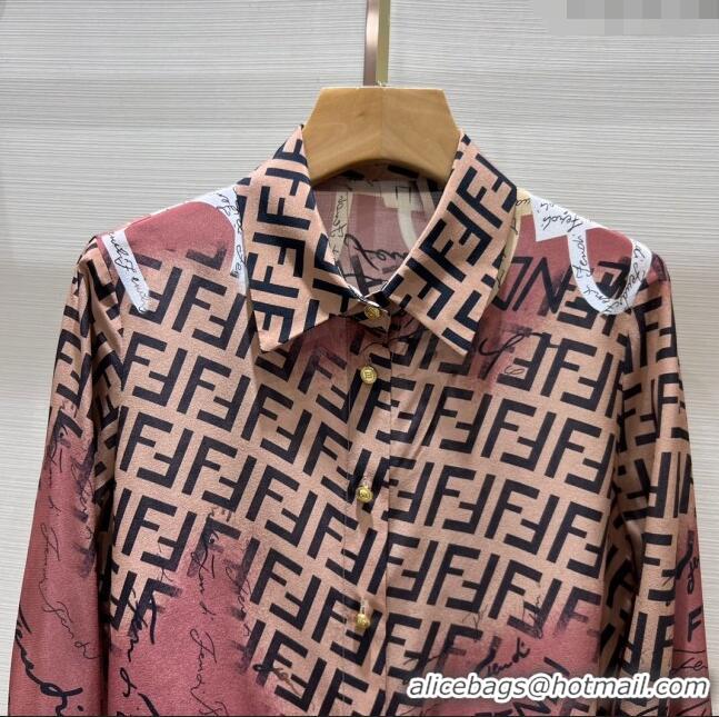 Good Product Fendi Silk Shirt F112426 Brown 2023