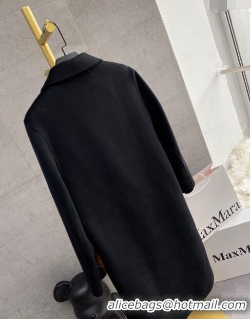 ​Top Grade Fendi Cashmere Coat with Fox Fur Pocket F112511 Black 2023