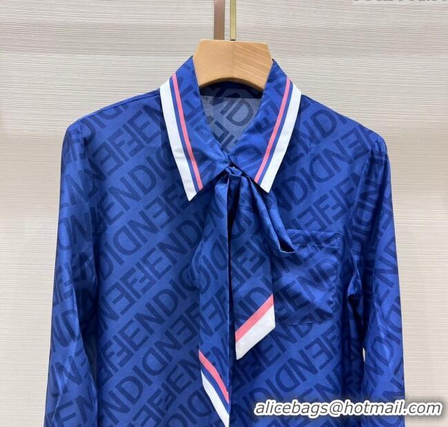 ​Well Crafted Fendi Silk Shirt F122533 Blue 2023