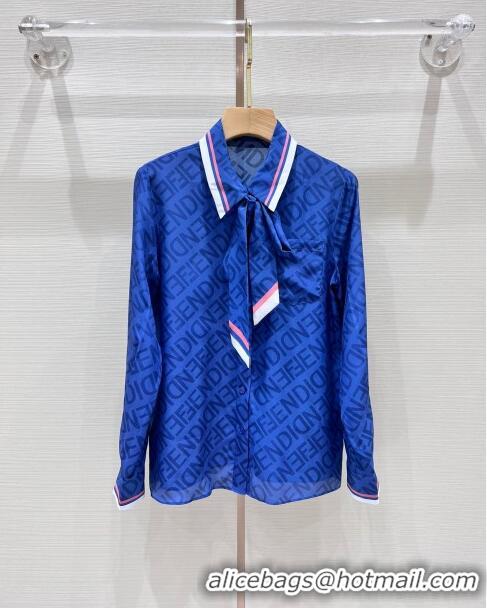 ​Well Crafted Fendi Silk Shirt F122533 Blue 2023