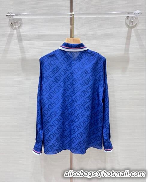 ​Well Crafted Fendi Silk Shirt F122533 Blue 2023