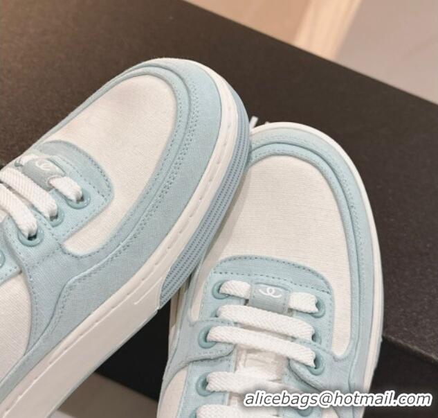 Unique Chanel Cotton Sneakers G45352 Light Blue 120049