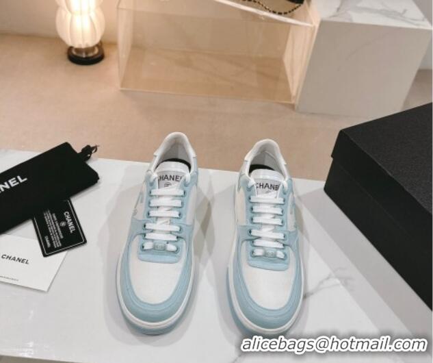 Unique Chanel Cotton Sneakers G45352 Light Blue 120049