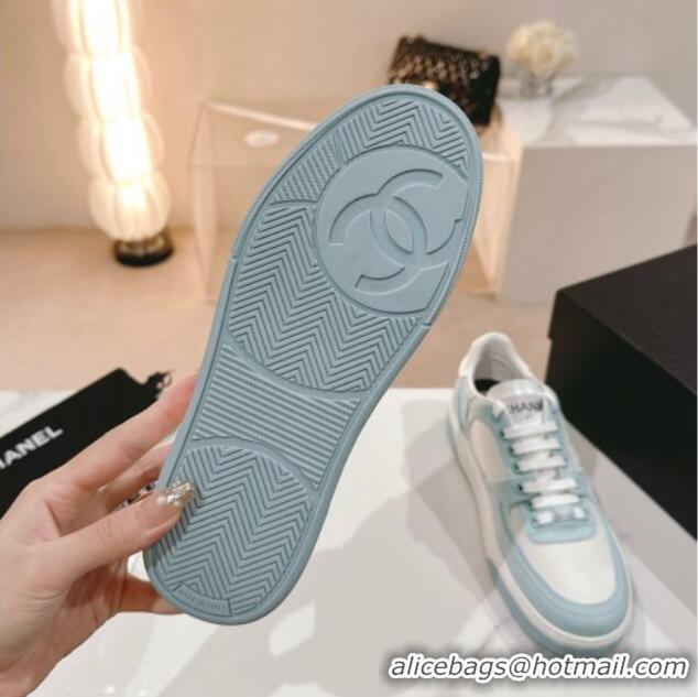 Unique Chanel Cotton Sneakers G45352 Light Blue 120049