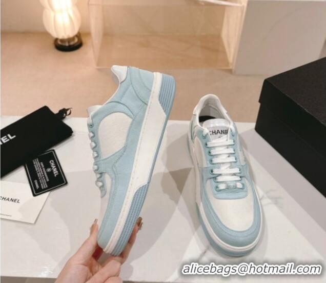 Unique Chanel Cotton Sneakers G45352 Light Blue 120049