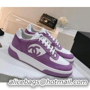 Top Design Chanel Cotton Sneakers G45352 Purple 120051 