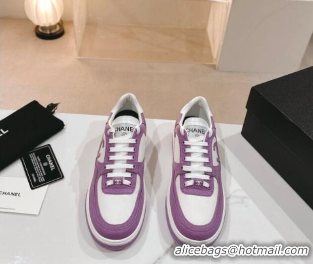 Top Design Chanel Cotton Sneakers G45352 Purple 120051 