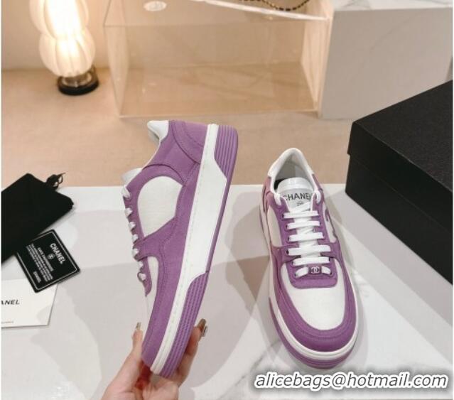 Top Design Chanel Cotton Sneakers G45352 Purple 120051 