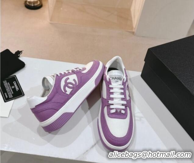 Top Design Chanel Cotton Sneakers G45352 Purple 120051 