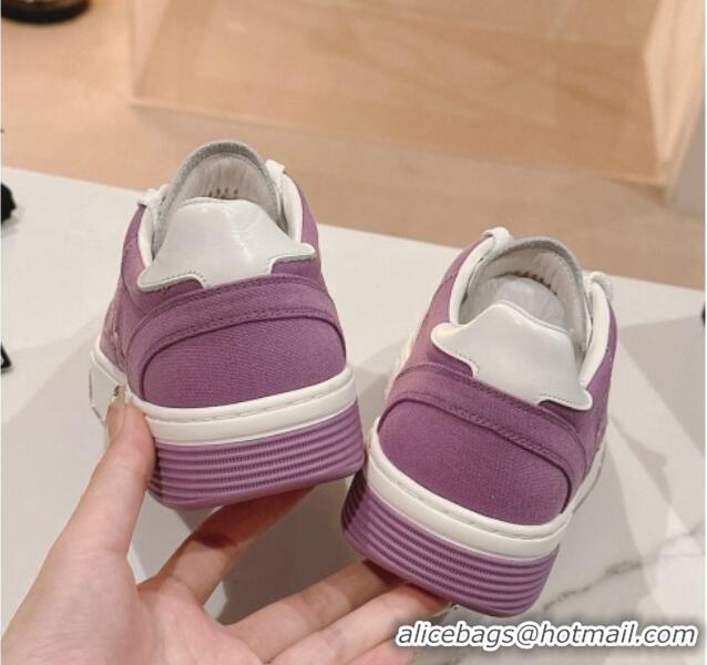 Top Design Chanel Cotton Sneakers G45352 Purple 120051 