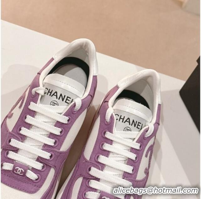 Top Design Chanel Cotton Sneakers G45352 Purple 120051 