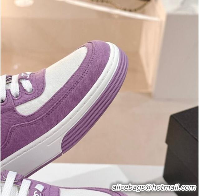 Top Design Chanel Cotton Sneakers G45352 Purple 120051 