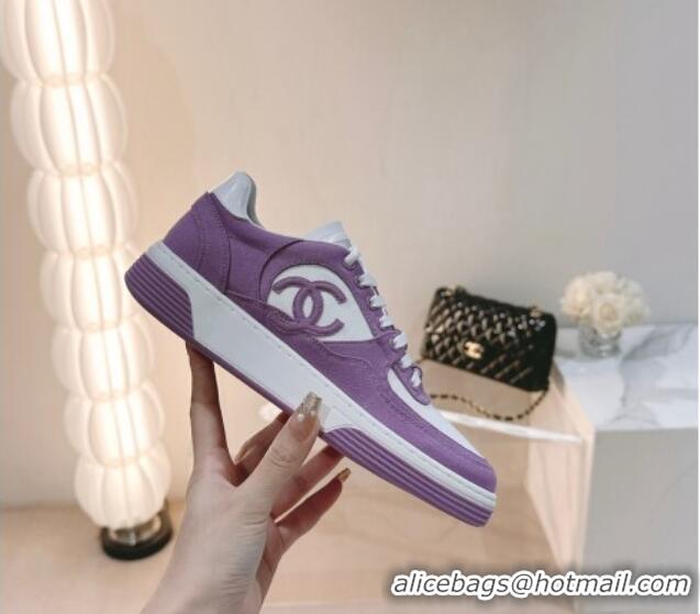 Top Design Chanel Cotton Sneakers G45352 Purple 120051 