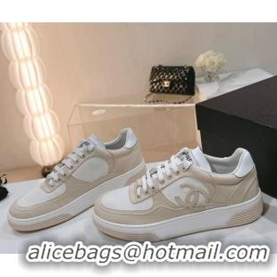 Feminine Chanel Cotton Sneakers G45352 Beige 120052 