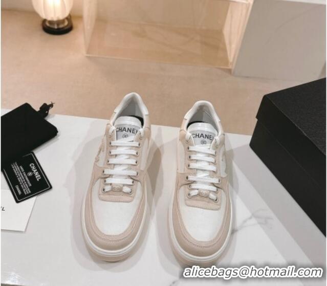 Feminine Chanel Cotton Sneakers G45352 Beige 120052 