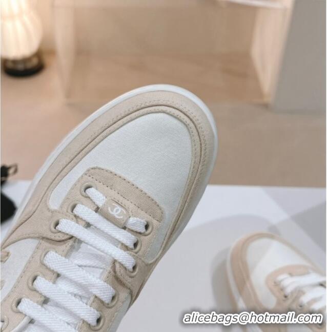 Feminine Chanel Cotton Sneakers G45352 Beige 120052 