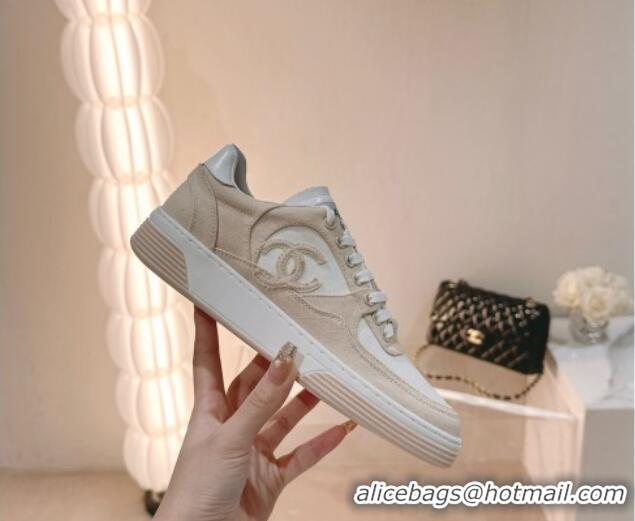 Feminine Chanel Cotton Sneakers G45352 Beige 120052 