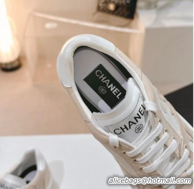 Feminine Chanel Cotton Sneakers G45352 Beige 120052 