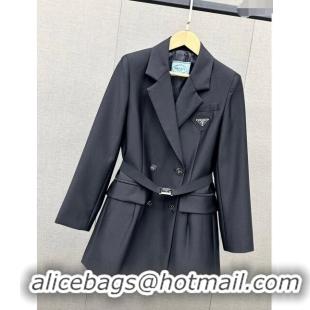 Famous Brand Prada Jacket with Belt P110948 Black 2023