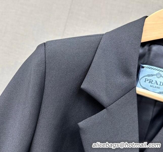 Famous Brand Prada Jacket with Belt P110948 Black 2023