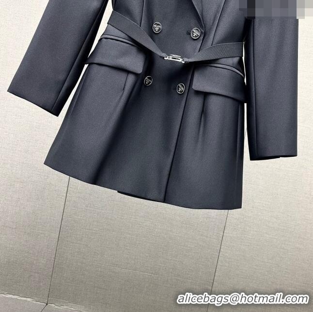 Famous Brand Prada Jacket with Belt P110948 Black 2023