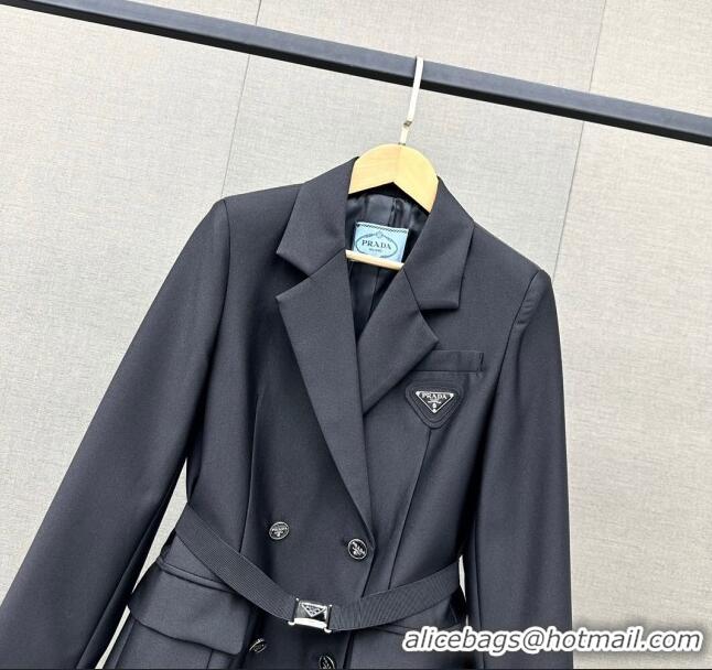 Famous Brand Prada Jacket with Belt P110948 Black 2023