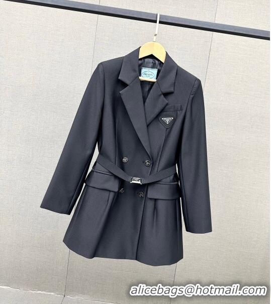 Famous Brand Prada Jacket with Belt P110948 Black 2023