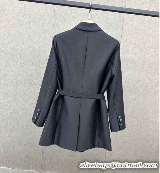 Famous Brand Prada Jacket with Belt P110948 Black 2023