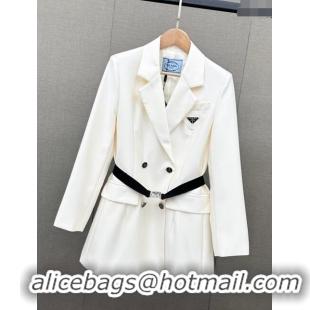 ​Good Quality Prada Jacket with Belt P110949 White 2023