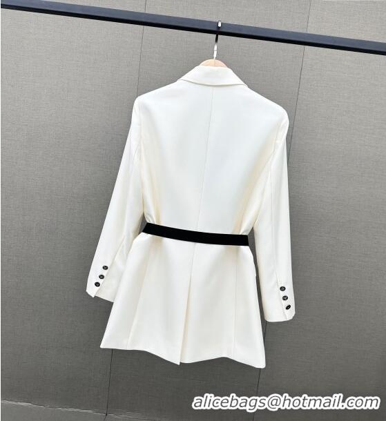 ​Good Quality Prada Jacket with Belt P110949 White 2023