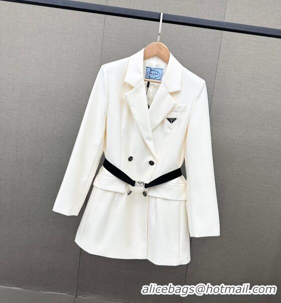 ​Good Quality Prada Jacket with Belt P110949 White 2023