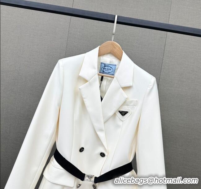 ​Good Quality Prada Jacket with Belt P110949 White 2023