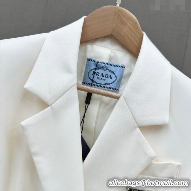 ​Good Quality Prada Jacket with Belt P110949 White 2023