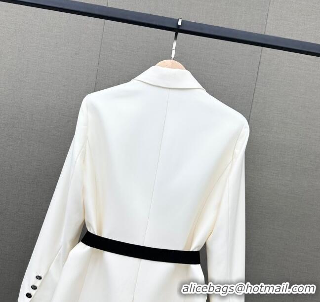 ​Good Quality Prada Jacket with Belt P110949 White 2023