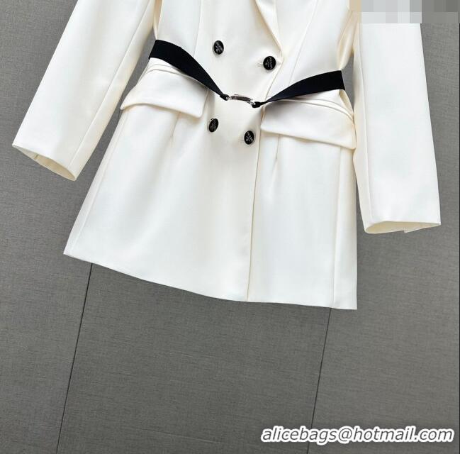 ​Good Quality Prada Jacket with Belt P110949 White 2023