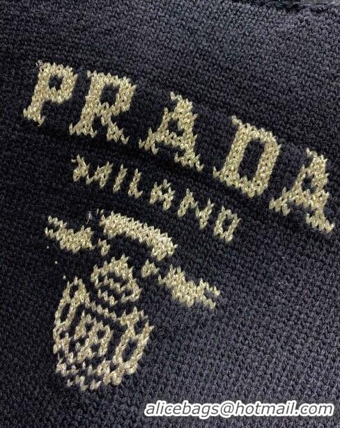 Top Quality Prada Wool & Cashmere Sweater with Ostrich Feather P112317 Black 2023