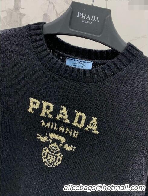 Top Quality Prada Wool & Cashmere Sweater with Ostrich Feather P112317 Black 2023