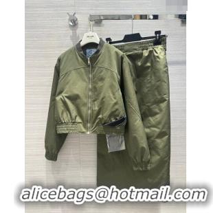 Inexpensive Prada Padded Jacket and Skirt P112409 Green 2023