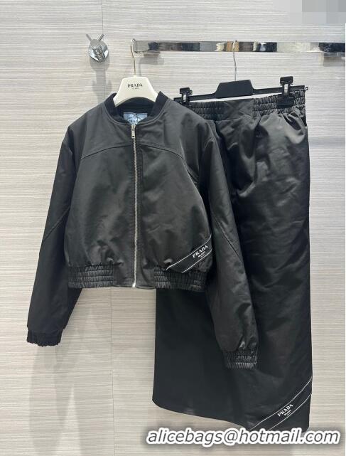 Top Grade Prada Padded Jacket and Skirt P112410 Black 2023