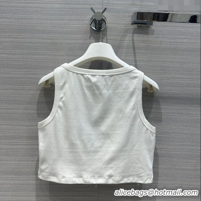 Grade Promotional Prada Crystal Short Vest P112411 White 2023