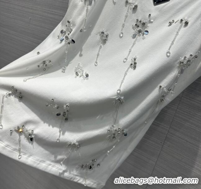 Good Quality Prada Crystal Vest P112412 White 2023